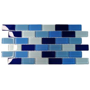 Brick Blue Mix Crystal Glass (Sheet Size 30x30cm)