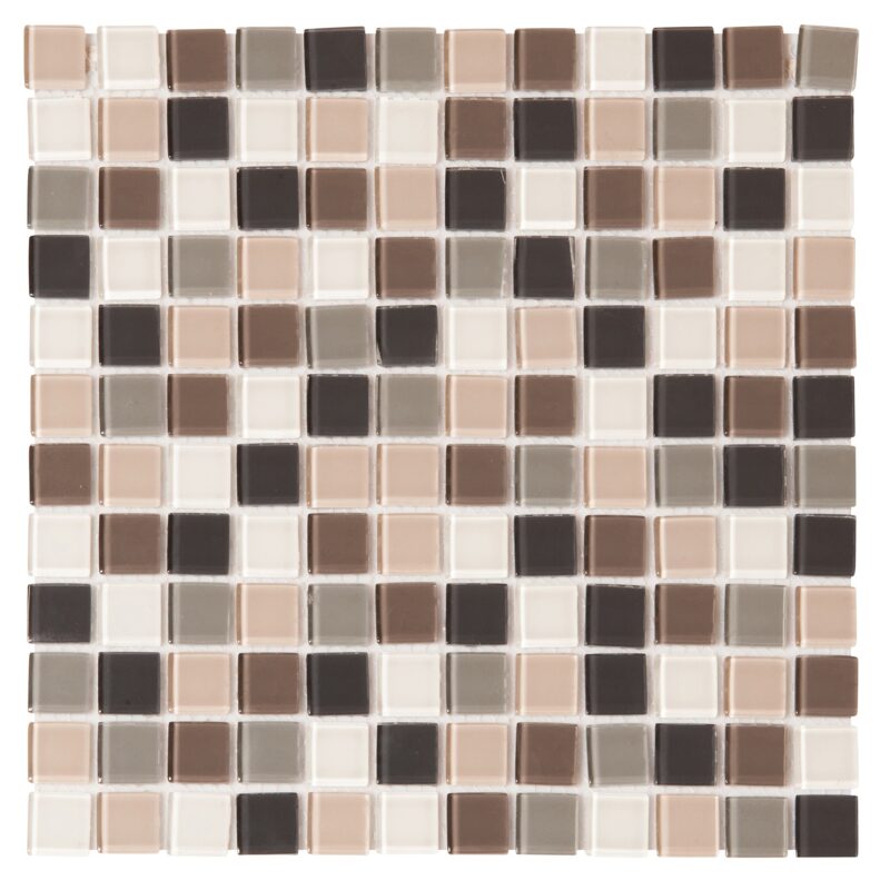 Crystal Glass Mosaic Tile | Beige/Grey Mix | 30cm x 30cm