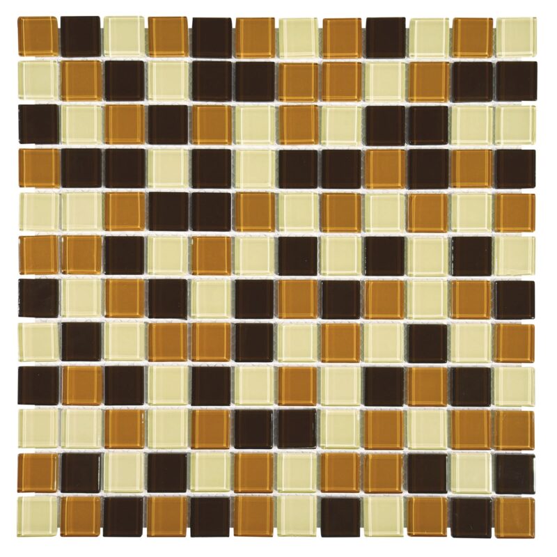 Crystal Glass Mosaic Tile | Brown Mix | 30cm x 30cm