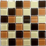 Brown Mix Crystal Glass Mosaic Tiles (Sheet Size 15x15cm)