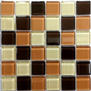 Brown Mix Crystal Glass Mosaic Tiles (Sheet Size 15x15cm)
