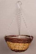 Dark And Light Brown Rattan Hanging Basket 31cm x 31cm x 56cm