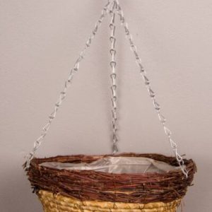 Dark And Light Brown Rattan Hanging Basket 31cm x 31cm x 56cm