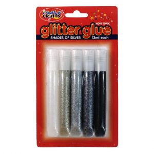 Shades Of Silver Glitter Glue 5x13ml