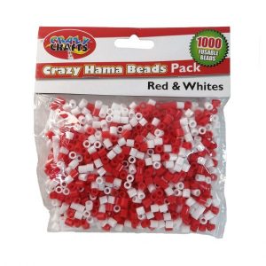 Red & White Hama Beads 1000pc