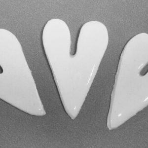 White Long Hearts Mosaic Inserts 3pc 3.5cm x 2cm