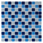 Crystal Glass Mosaic Tile | Aqua Mix | 30cm x 30cm