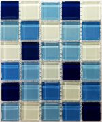 Blue Mix Crystal Glass Mosaic Tiles (Sheet Size 15x15cm)
