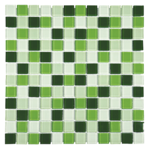 Crystal Glass Mosaic Tile | Green Mix | 30cm x 30cm