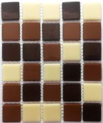 Solid Mocha Mix Crystal Glass Mosaic Tiles (Sheet Size 15x15cm)