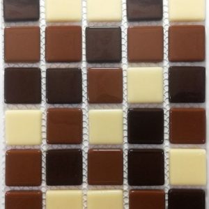 Solid Mocha Mix Crystal Glass Mosaic Tiles (Sheet Size 15x15cm)