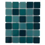 Solid Sea Green Mix Crystal Glass Mosaic Tiles (Sheet Size: 15x15cm)