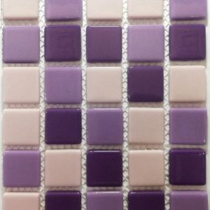 Solid Lilac Mix Crystal Glass Mosaic Tiles (Sheet Size 15x15cm)
