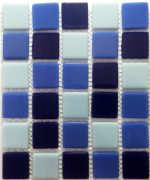 Solid Aqua Mix Crystal Glass Mosaic Tiles (Sheet Size 15x15cm)