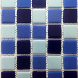 Solid Aqua Mix Crystal Glass Mosaic Tiles (Sheet Size 15x15cm)