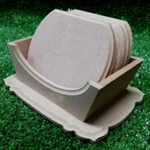 Wood Coasters in Stand 150x105x90mm