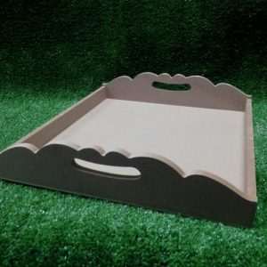 Wood Scalloped Tray 358x358 mm