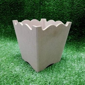 Wood Small Scalloped Dustbin 170 X 170 X 185MM