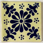 White & Blue Mexican Talavera Tile (10x10cm)