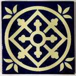 Navy On White  Mexican Talavera Tile (10x10cm)