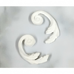 White Round Swirl 2pc Resin Embellishment