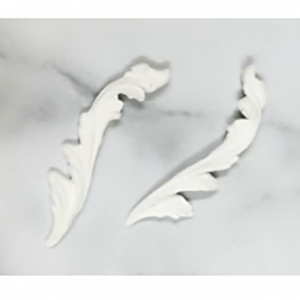 White Leaf Swirl 2pc Resin Embellishment