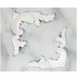 White Swirl Corners 2pc Resin Embellishment