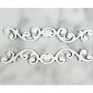 White Fern Curly Swirl 2pc Resin Embellishment
