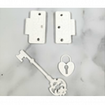White Key and Lock Combo Resin Embellishment