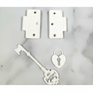 White Key and Lock Combo Resin Embellishment