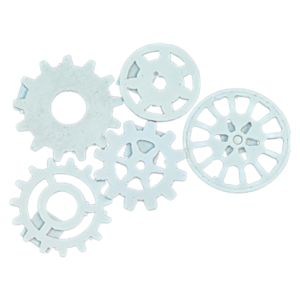 White Gears Resin Embellishment 5pc