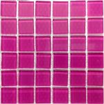 Shocking Pink Crystal Glass Mosaic Tiles (Sheet Size 15x15cm)