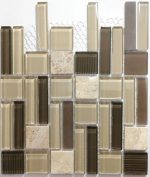Glass & Stone Beige Mix Mosaic Tiles (Sheet Size 15x30cm)
