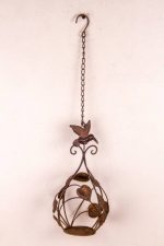 Rust Hanging Round Candle Holder 10cm x 28cm