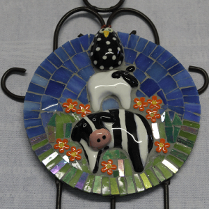 Round Key Holder Cow Sheep Chicken Mosaic Kit