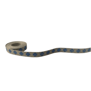 Ribbon With Blue Stencil Pattern Delft 2mx10mm