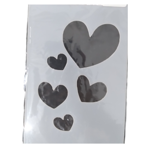 5 Hearts Stencil 12x18 cm