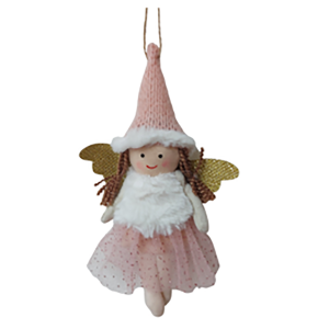 Pink & White Glitter Fabric Hanging Angel