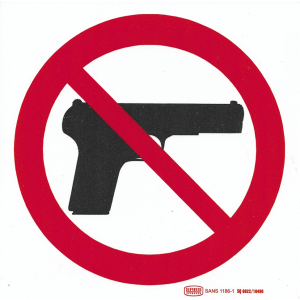 No Fire-arms Safety Sign 19cm x 19cm