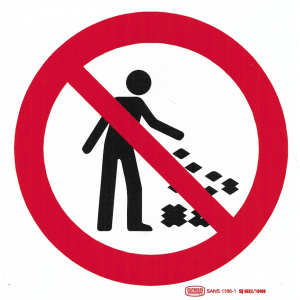 No Littering Safety Sign 19cm x 19cm