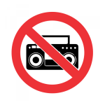 No Loud Music Safety Sign 19x19cm