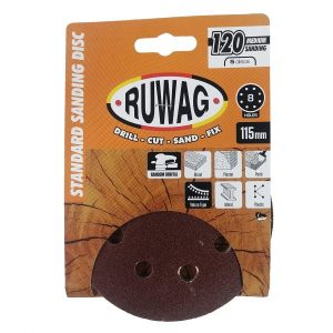 Ruwag 115mm P120 Random Orbital Sanding Discs 5pc