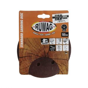 Ruwag 150mm P120 Random Orbital Sanding Discs 5pc