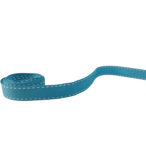Budgie Blue Ribbon With White Stitches 2m x 15mm