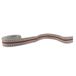 Red Ribbon With Stone Stitches Red & Cream Ladder 2mx20mm