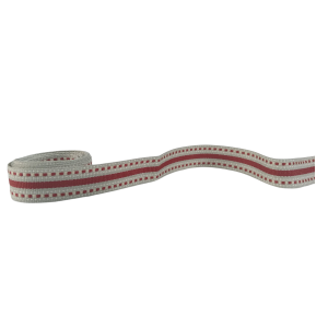 Red Ribbon With Stone Stitches Red & Cream Ladder 2mx20mm