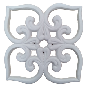 White Square Furn Flower Resin Embellishment
