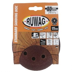 Ruwag 125mm P80 Orbital Sanding Discs 5pc