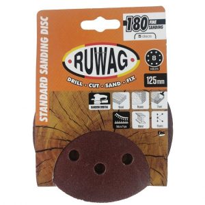 Ruwag 125mm P180 Orbital Sanding Discs 5pc