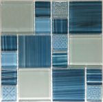 Turquoise Mix Crystal Glass Mosaic Tiles (Sheet Size 15x15cm)